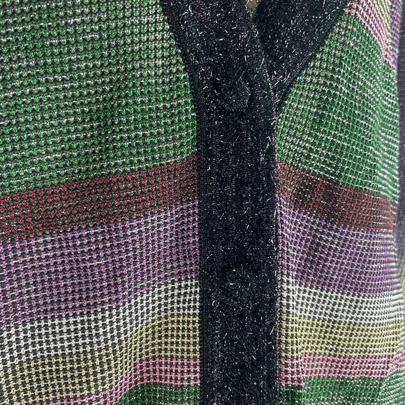 Missoni Metallic Striped Cardigan Color Block Belt Tie Size 6 - Picture 5 of 9